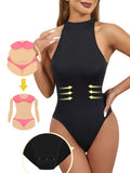 Women's Sleeveless Shapewear Bodysuit – Round Neck, Adjustable Buckle, T-Shape Compression Corset