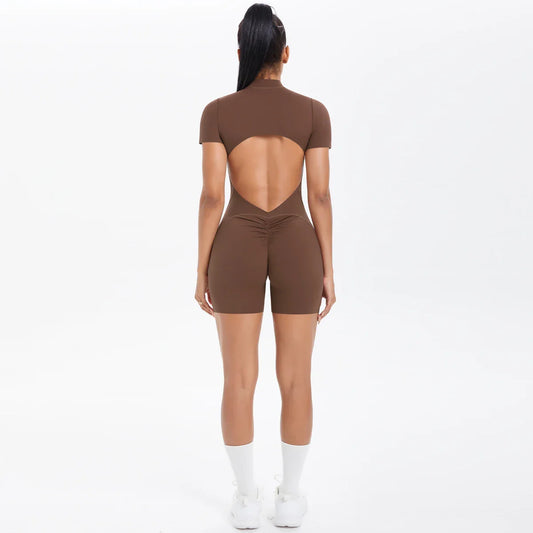 FlexiFit Backless Zip Jumpsuit - Women's Yoga Wear
