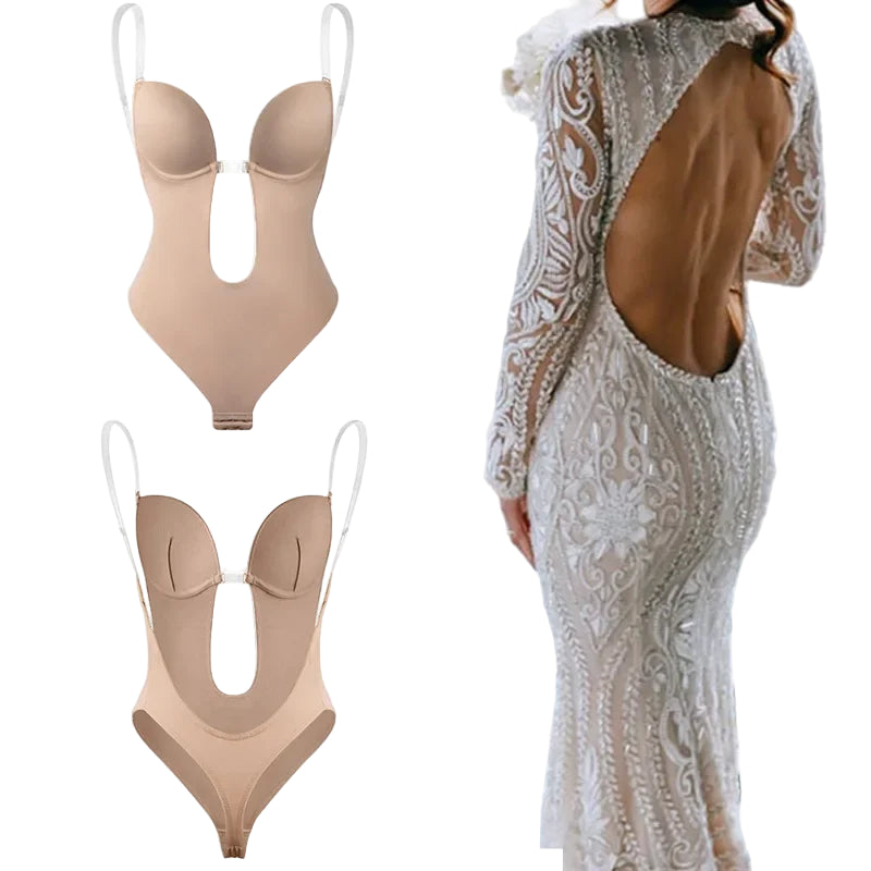Backless Tummy-Control Thong Bodysuit
