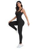 Ribbed Shapewear Jumpsuit with Built-In Bra – Sleeveless Bodycon Romper