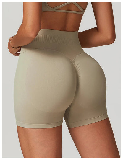 High Waist Shorts Seamless Yoga Shorts Workout Fitness Lift Peach Butt Fitness Tight Gym Running Body Shaper Pants Ribbed Shorts