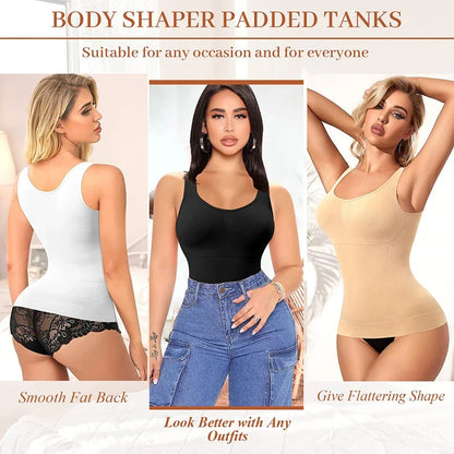 Slimming Shapewear Compression Vest Built-in Bra Tank Top Tummy Control Body Shaper Shirt Waist Trainer Seamless Underwear Belt
