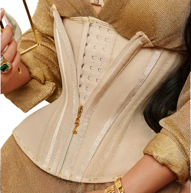 Corset Waist Trainer – 15 Steel Bones Tummy Control Zip Colombian Hourglass Shaper