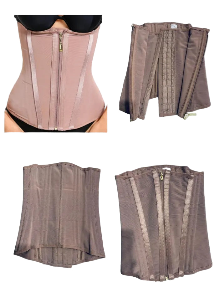 Corset Waist Trainer – 15 Steel Bones Tummy Control Zip Colombian Hourglass Shaper