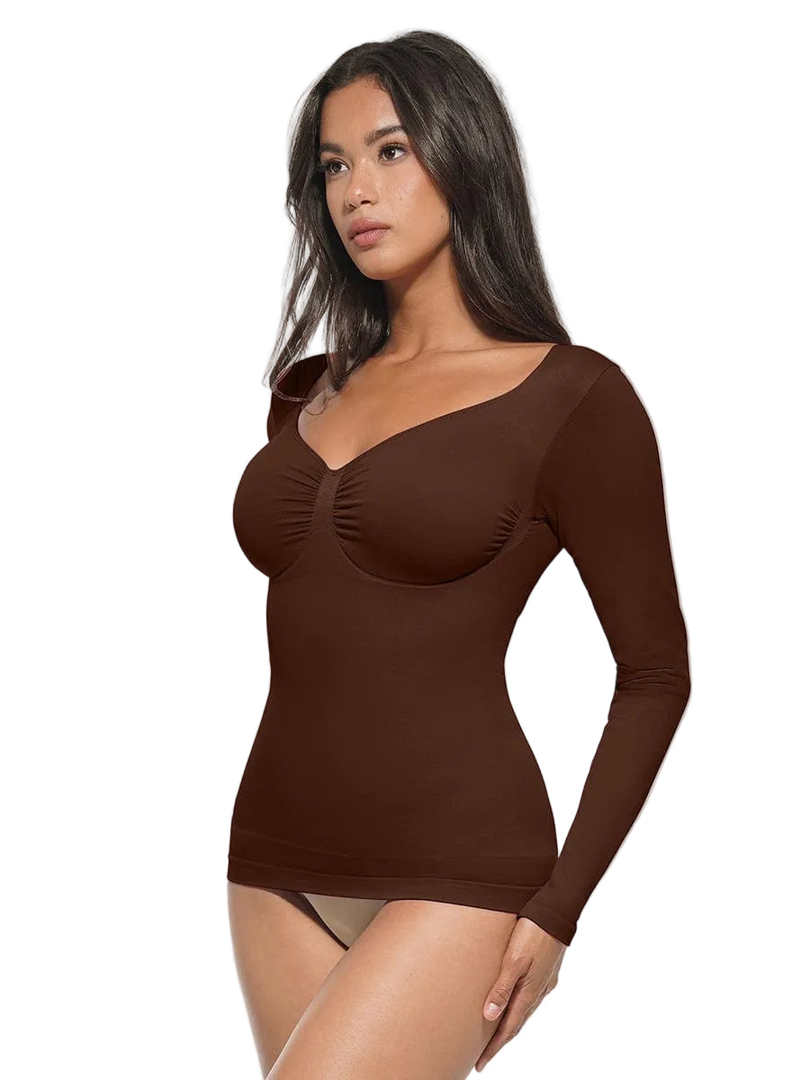 Seamless Diamond Neck Bust Support Waist and Tummy Control Shaping Top