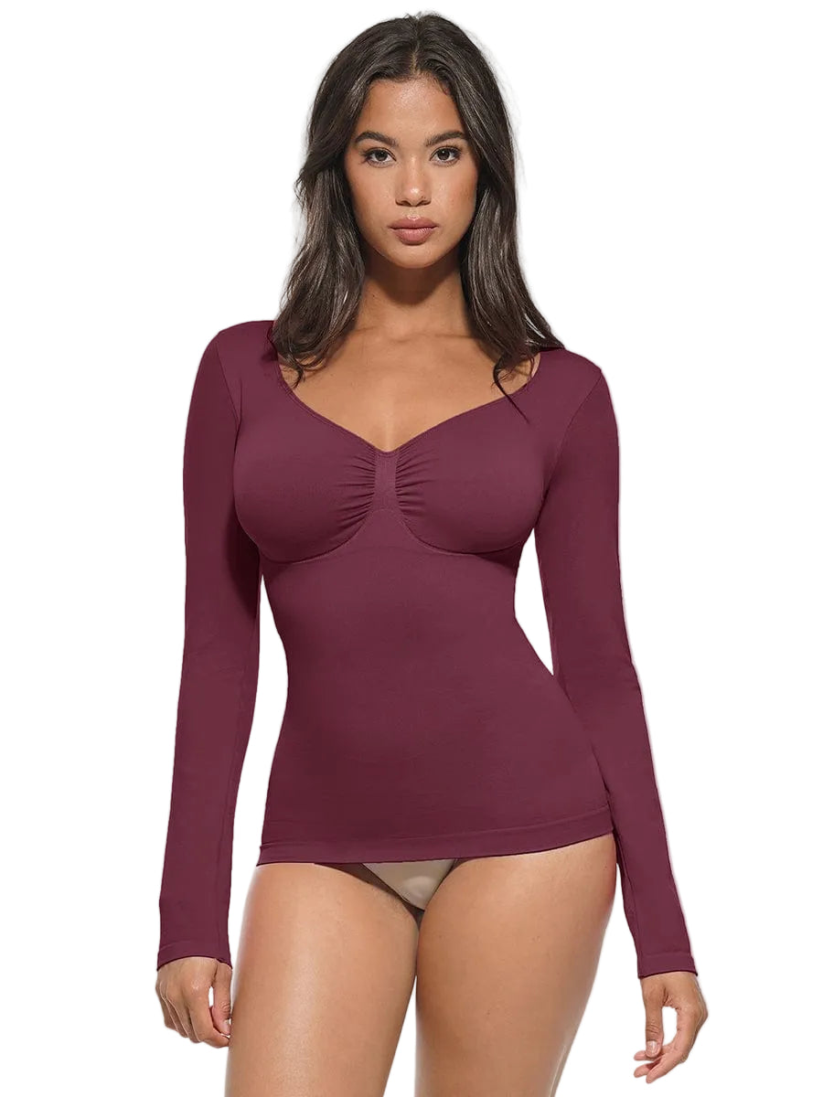 Seamless Diamond Neck Bust Support Waist and Tummy Control Shaping Top