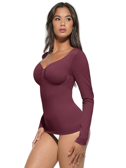 Seamless Diamond Neck Bust Support Waist and Tummy Control Shaping Top
