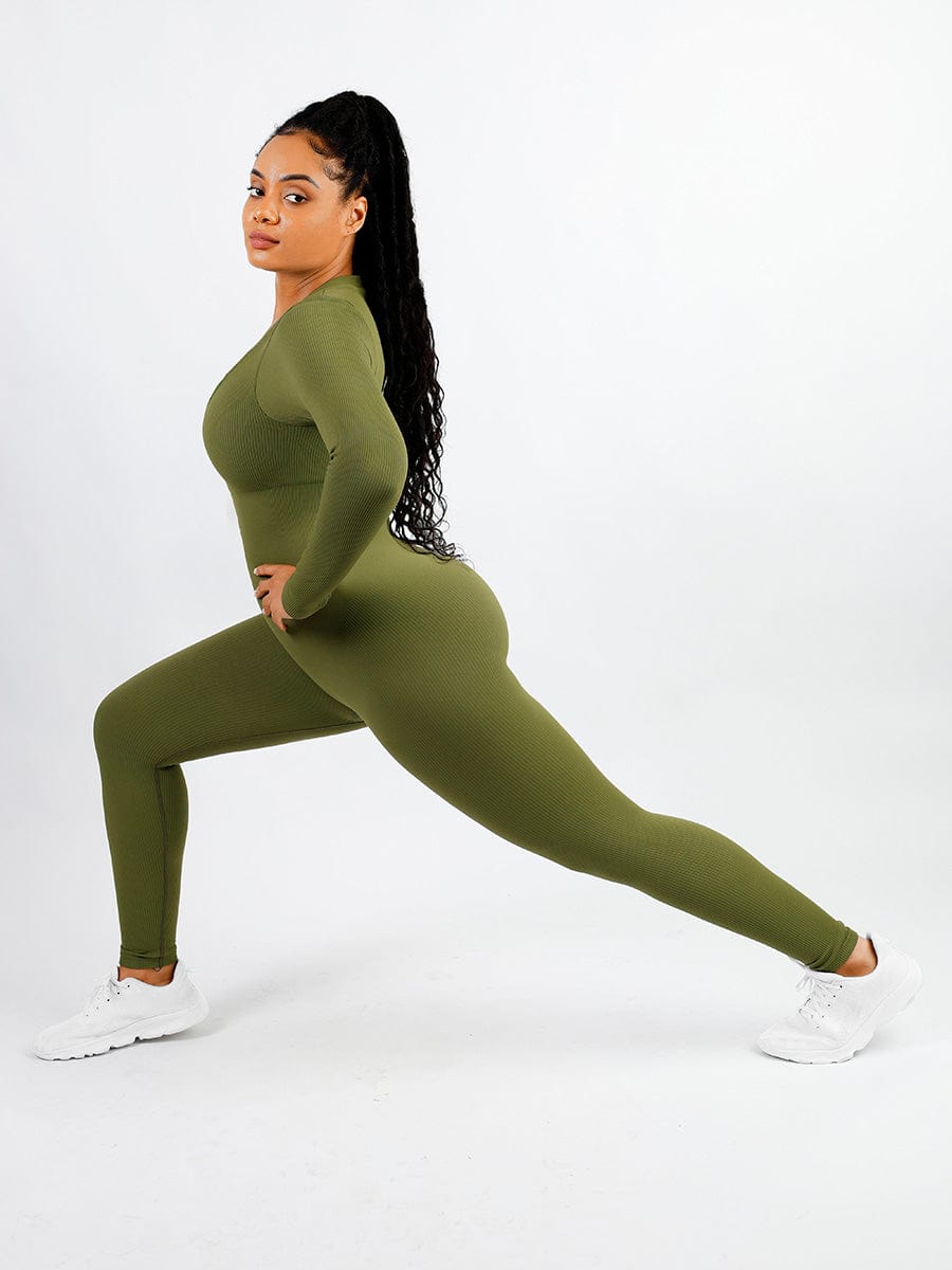 V-neck High Stretchy Seamless Tummy Control Jumpsuit