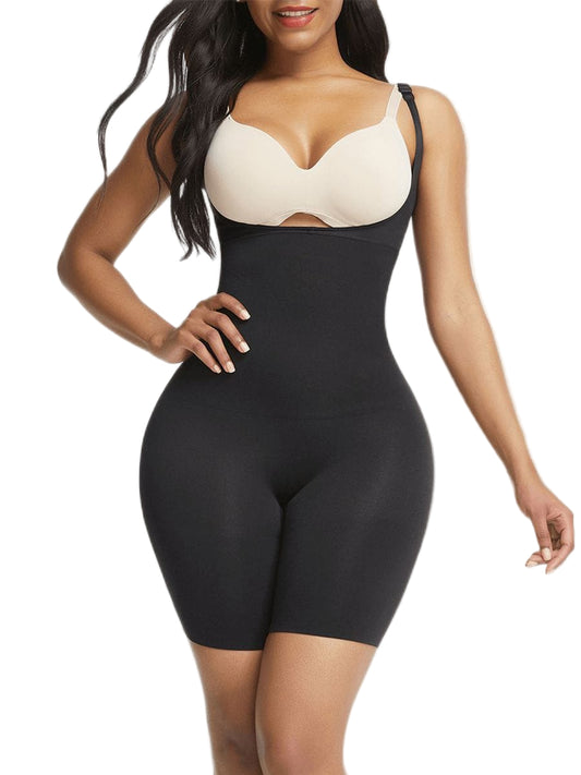 Women Open-Bust Mid-Thigh Bodysuit Abdomen Flattening