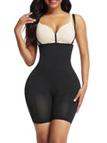 Women Strengthen Black High Waisted Shapewear With Bra Clips Tight Fit