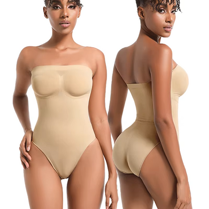 Women’s thong bodysuit shapewear with tummy control and butt lift.