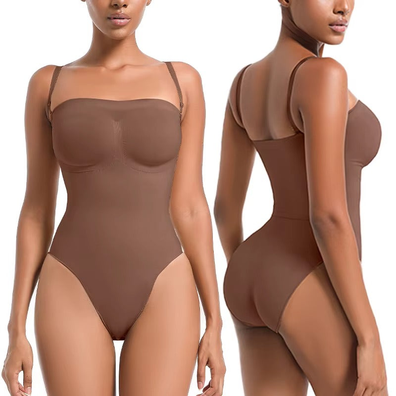 Women’s thong bodysuit shapewear with tummy control and butt lift.
