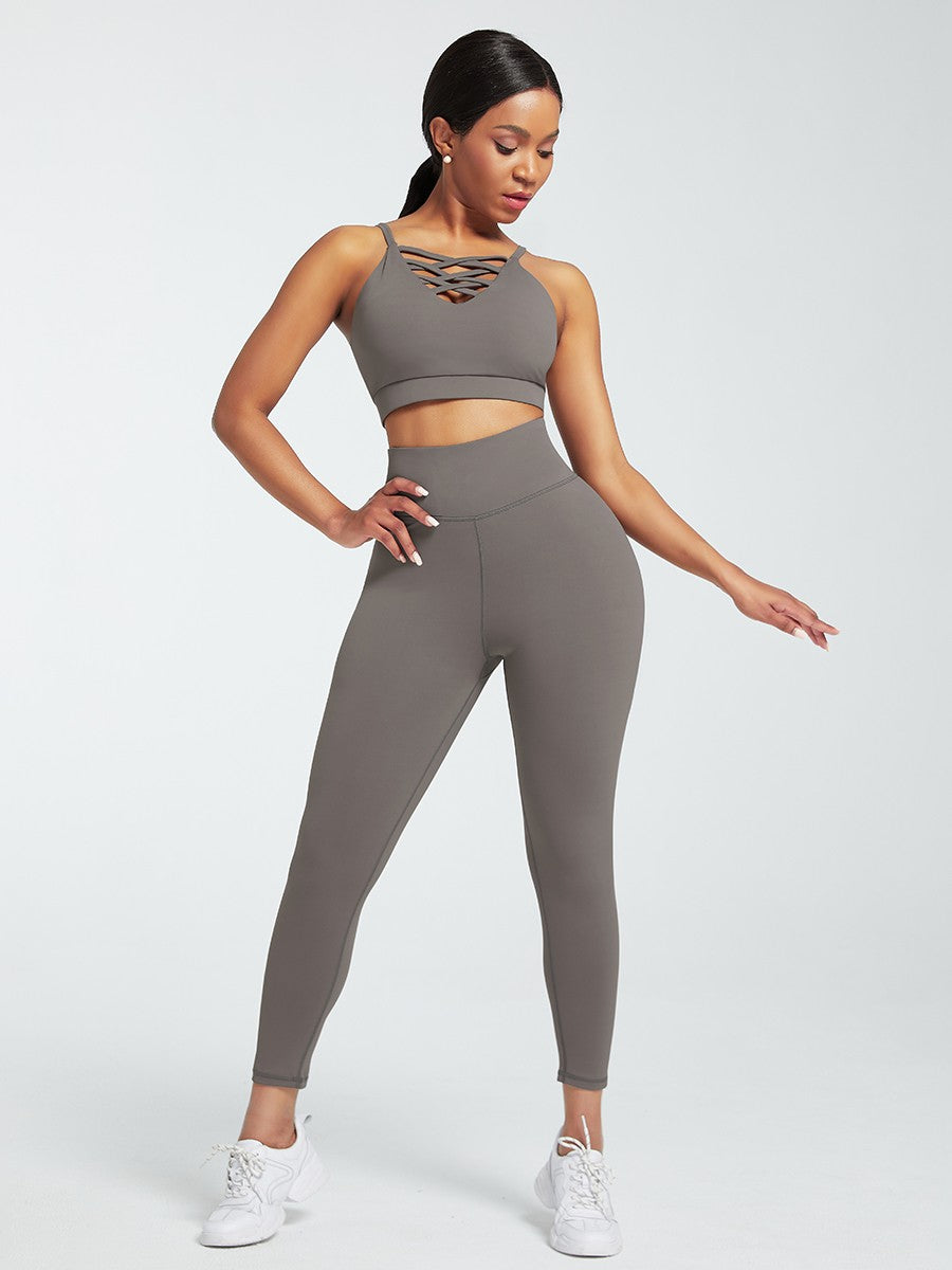 Sports Sets with Wide Waistband & Back Pockets – Low Back Running Outfit