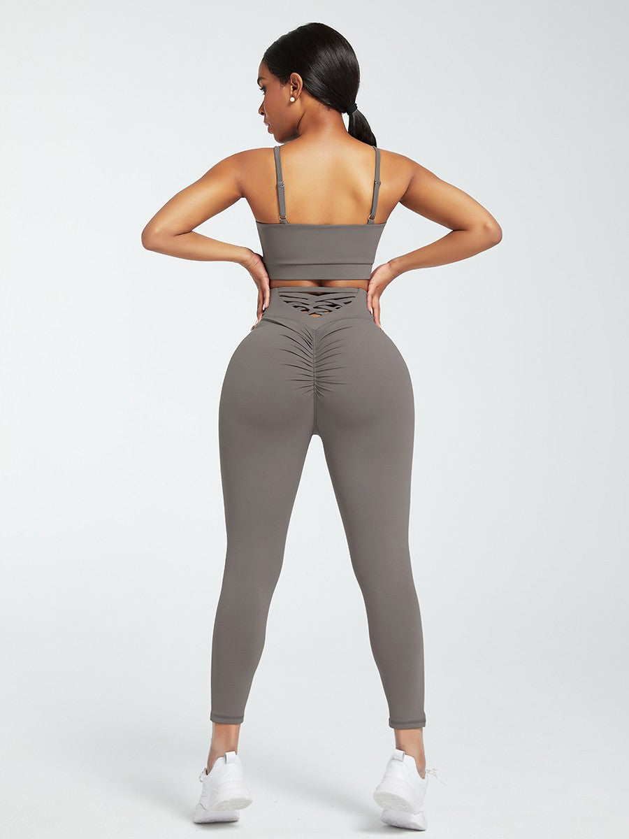 Sports Sets with Wide Waistband & Back Pockets – Low Back Running Outfit