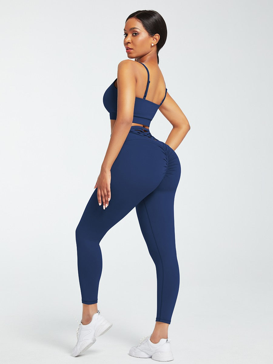 Sports Sets with Wide Waistband & Back Pockets – Low Back Running Outfit