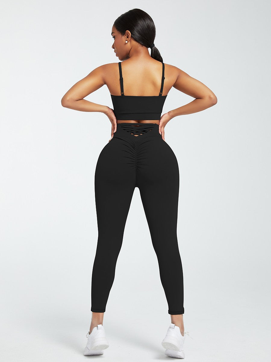 Sports Sets with Wide Waistband & Back Pockets – Low Back Running Outfit