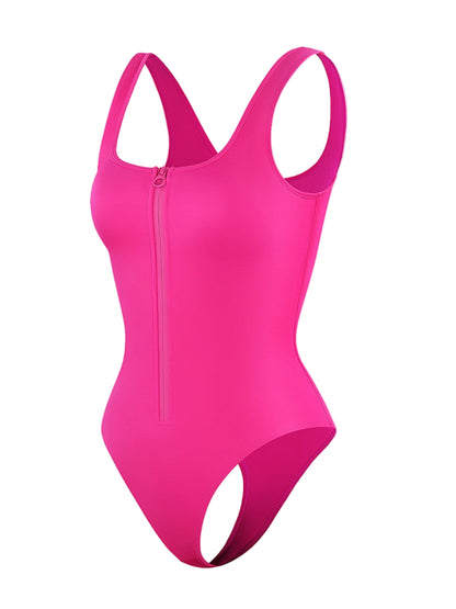 Zip-Front High-Cut Swimsuit