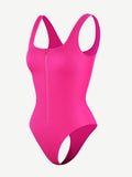 Zip-Front High-Cut Tummy Control One-Piece Swimsuit – Sleek & Functional