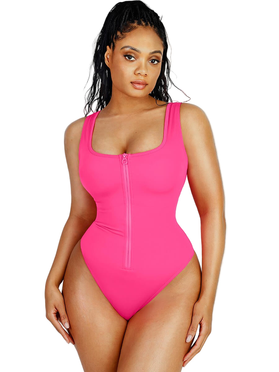 Zip-Front High-Cut Swimsuit