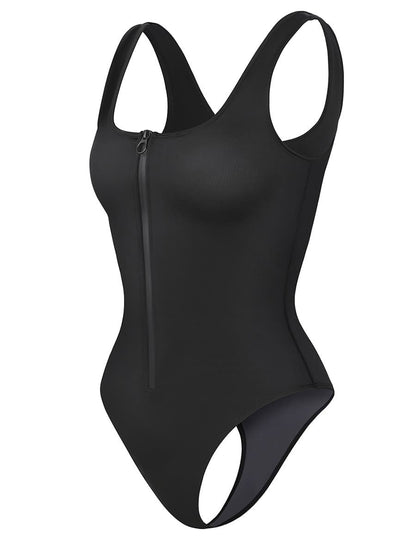 Zip-Front High-Cut Swimsuit
