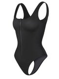 Zip-Front High-Cut Tummy Control One-Piece Swimsuit – Sleek & Functional