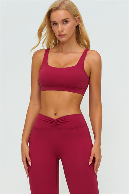 The Lushness V-Back Sports Bra Flared Leggings 2-Piece Set
