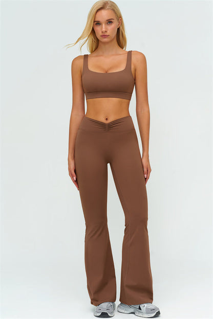 The Lushness V-Back Sports Bra Flared Leggings 2-Piece Set