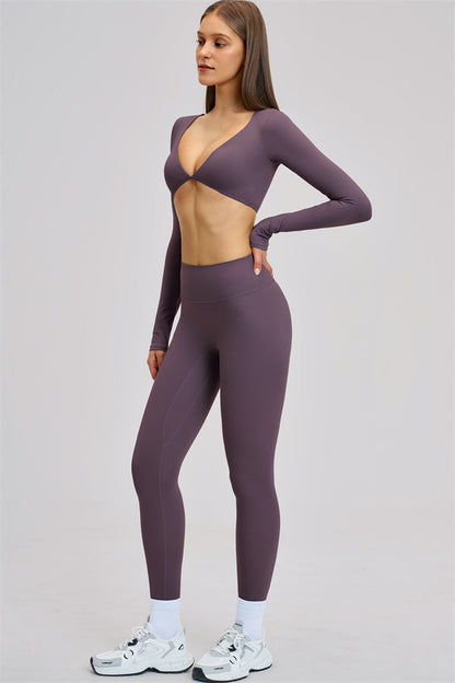 The Zestful Long Sleeve Crop Top Leggings 2-Piece Set