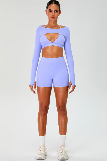 The Ember Sports Bra Crop Top Shorts 3-Piece Set