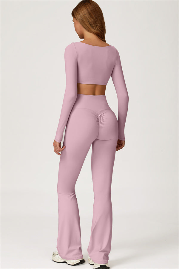 The Lily Belle Crop Top Flared Leggings 2-Piece Set