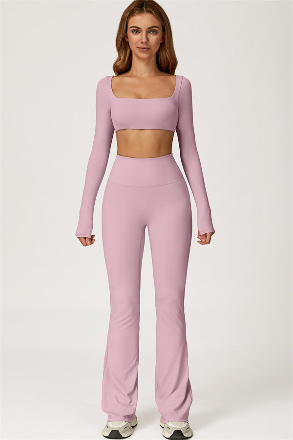 The Lily Belle Crop Top Flared Leggings 2-Piece Set