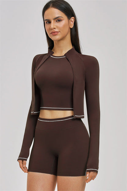The Unbound Jacket Crop Top Shorts 3-Piece Set