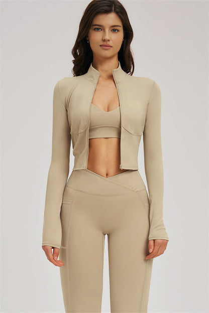 The Sizzle Zip Jacket Sports Bra Flared Leggings 3-Piece Set