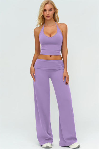 The Twirl Halter Tank Top Straight Leg Pants 2-Piece Set