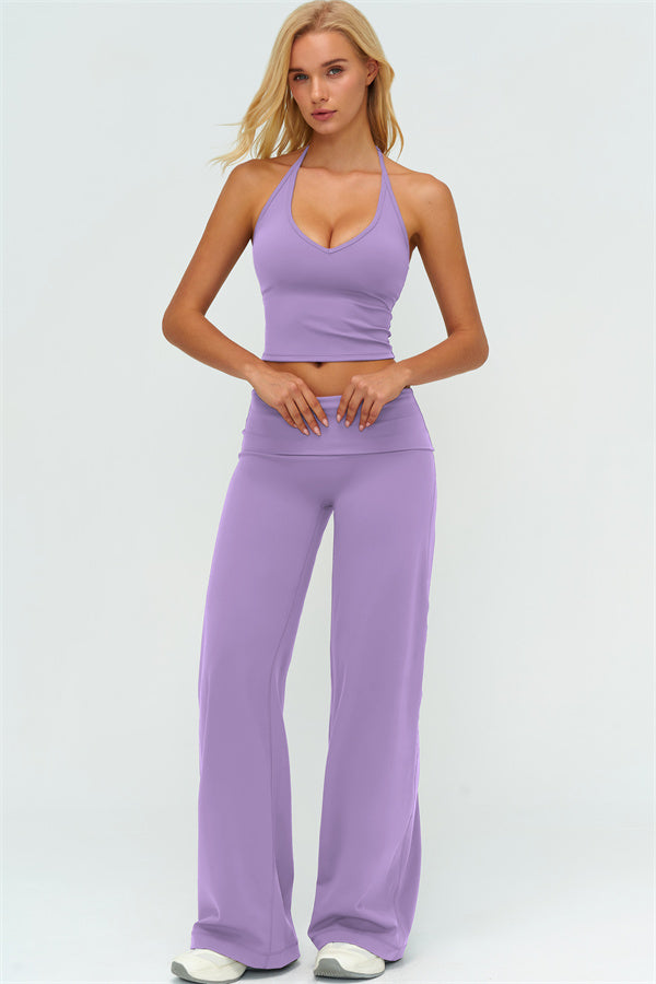 The Twirl Halter Tank Top Straight Leg Pants 2-Piece Set