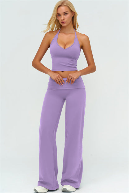 The Twirl Halter Tank Top Straight Leg Pants 2-Piece Set