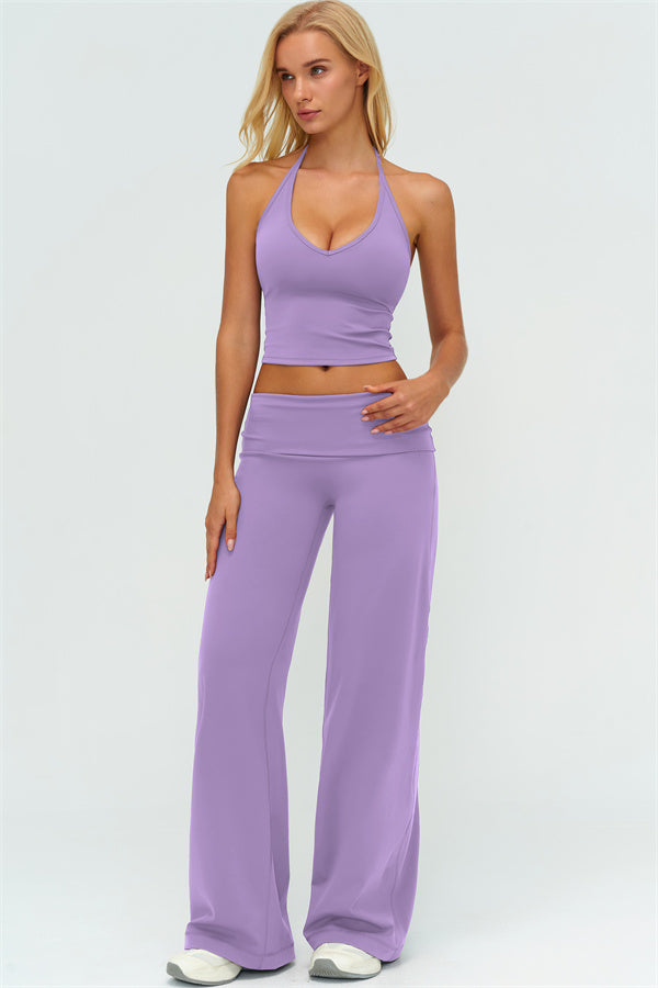 The Twirl Halter Tank Top Straight Leg Pants 2-Piece Set