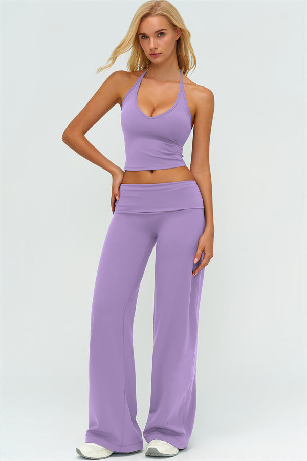 The Twirl Halter Tank Top Straight Leg Pants 2-Piece Set