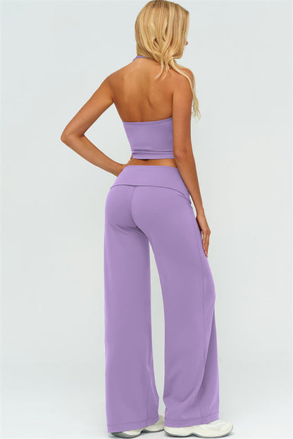 The Twirl Halter Tank Top Straight Leg Pants 2-Piece Set