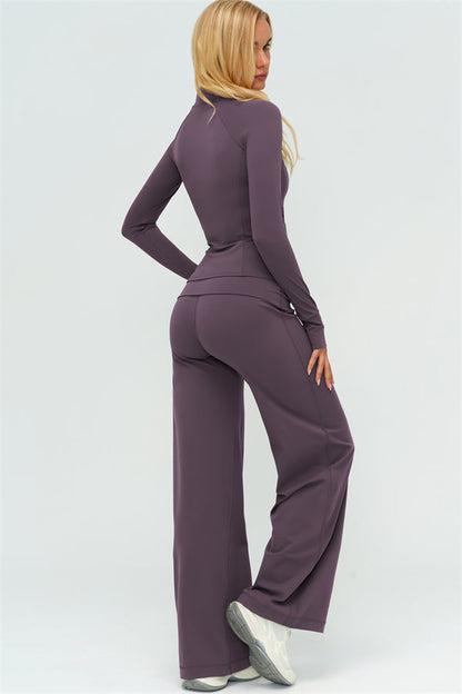 The Twirl Zip Jacket Sports Bra Straight Leg Pants 3-Piece Set