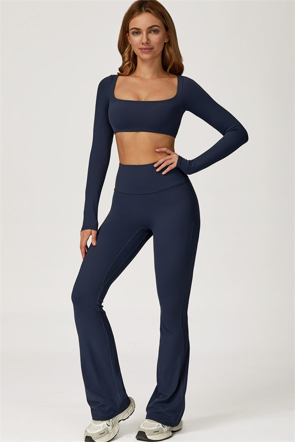 The Lily Belle Crop Top Flared Leggings 2-Piece Set