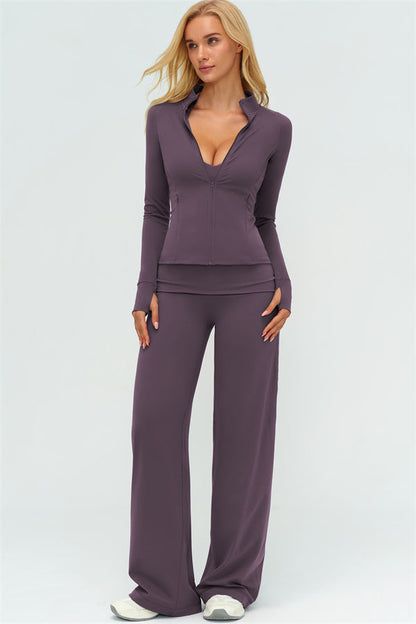 The Twirl Zip Jacket Straight Leg Pants 2-Piece Set