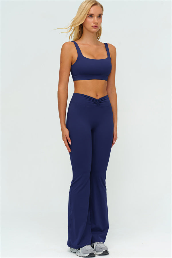 The Lushness V-Back Sports Bra Flared Leggings 2-Piece Set