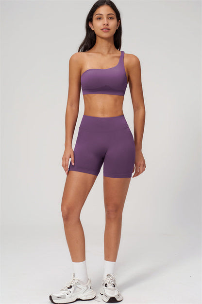 The Empower One-Shoulder Sports Bra Shorts 2-Piece Set