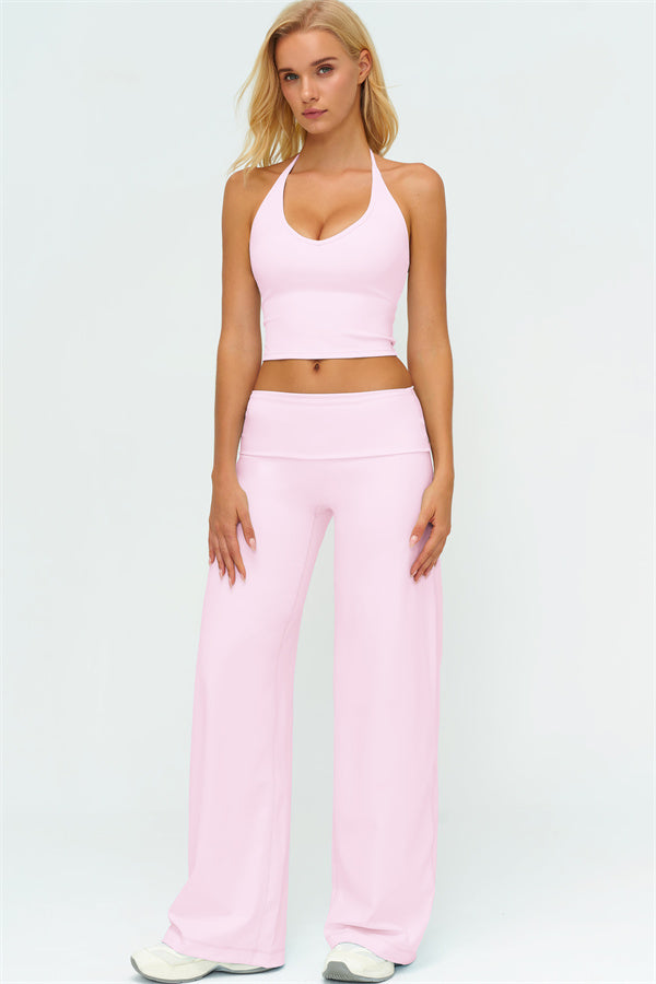 The Twirl Halter Tank Top Straight Leg Pants 2-Piece Set