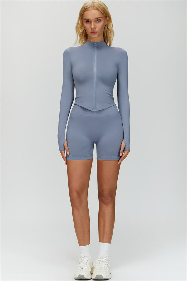 The Delight Jacket Sports Bra Shorts 3-Piece Set