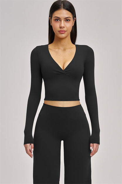 The Swoon Long Sleeve Crop top Flared Leggings 2-Piece Set