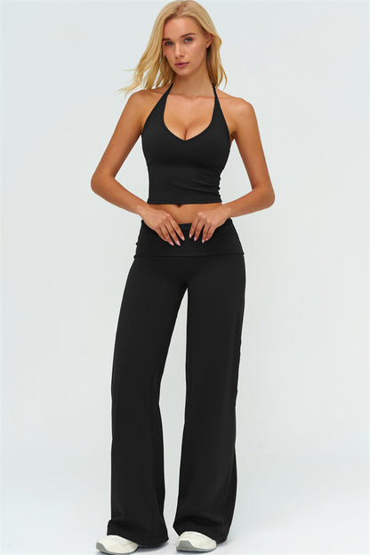The Twirl Halter Tank Top Straight Leg Pants 2-Piece Set