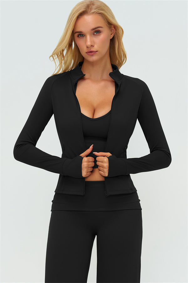 The Twirl Zip Jacket Halter Tank Top Leggings 3-Piece Set