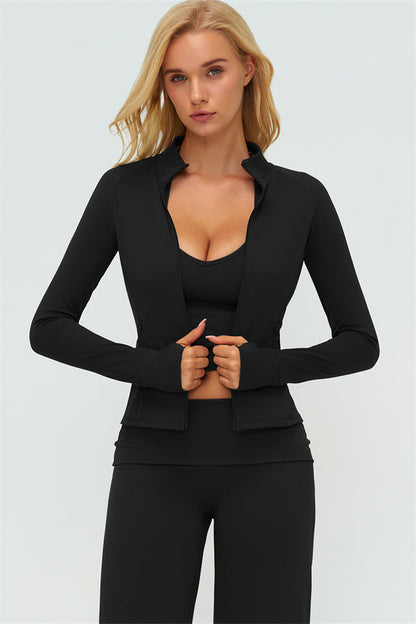 The Twirl Zip Jacket Halter Tank Top Leggings 3-Piece Set